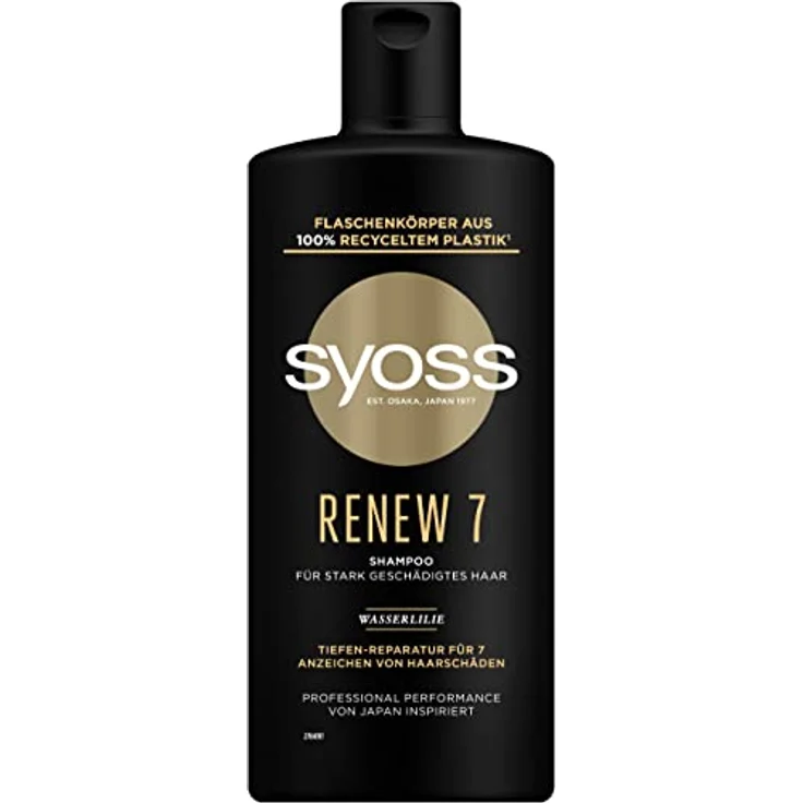 Syoss Shampoo Renew 7 (440 ml), Haarshampoo für vielfach geschädigtes Haar, Hair Repair Shampoo hilft bei 7 Arten von Haarschäden, Formel mit Amino-Komplex & Wasserlilie – Bild 1