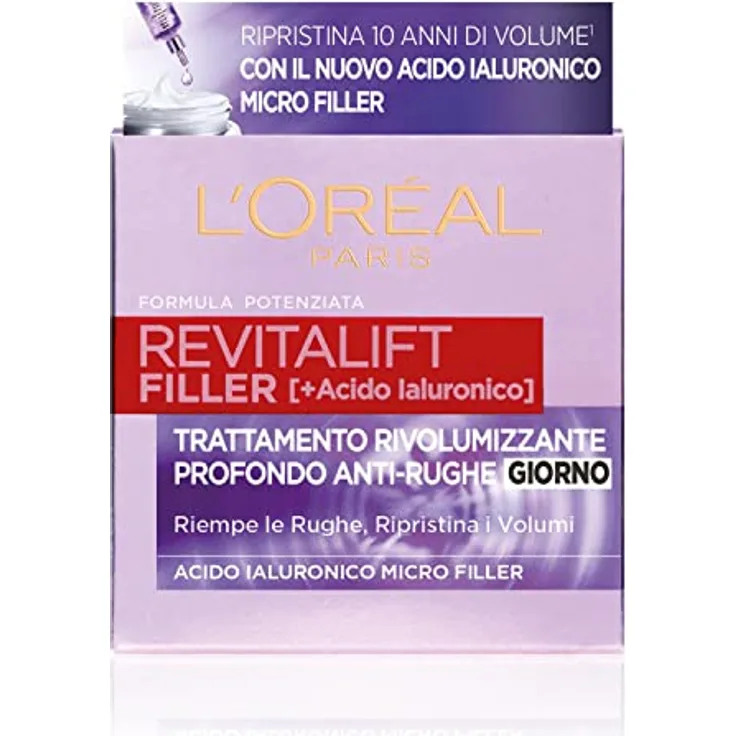 L'Oreal Revitalift Filler Trattamento, Gesichtscreme mit natürlichen Inhaltsstoffen, 50 ml