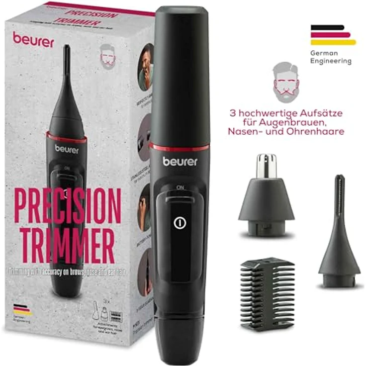 BEURER Nasen- und Ohrhaartrimmer MN3X, Präzisionstrimmer mit 2 Edelstahl-Aufsätzen und Kammaufsatz 3/6 mm, inklusive Aufbewahrungstasche – Bild 6