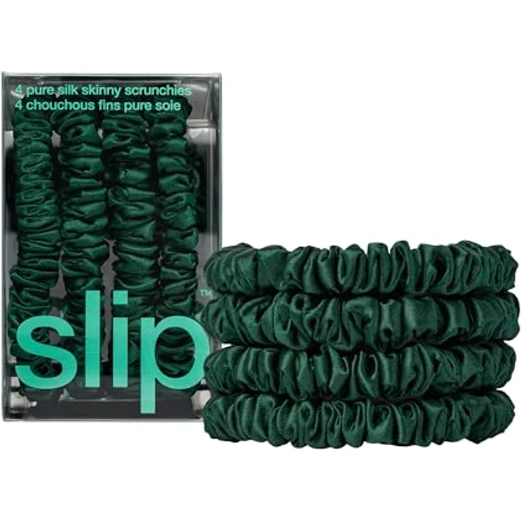 SLIP Skinny-Haargummis, Anti-Falten und bruchsicheres Slipsilk™-Design, 4er Set in Wald, schützt empfindliches Haar – Bild 1