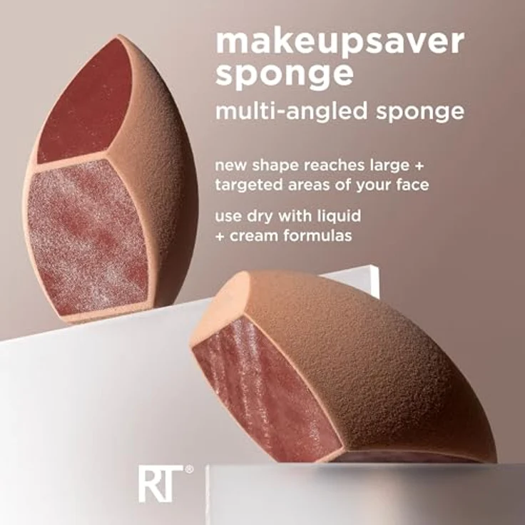 Real Techniques Makeupsaver Schwamm + Pinsel Trio, Make-up Blending Schwamm & Pinsel für flüssige & Cremeformulierungen, imitiert Fingeranwendung & reduziert Make-up-Abfall, tierversuchsfrei & – Bild 5