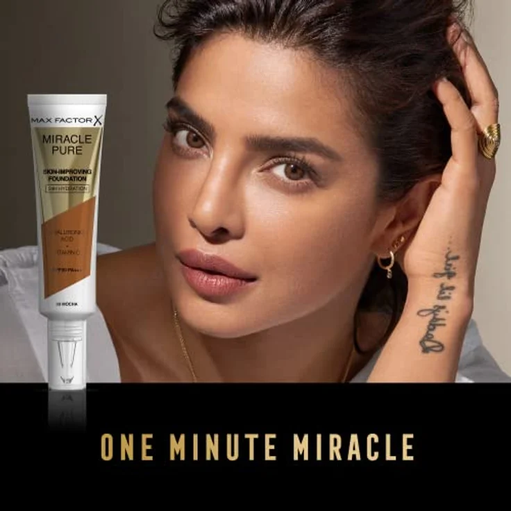 Max Factor Miracle Pure Skin Improving Foundation, Fb. 93 Mocha, hautverbesserndes Make-Up mit LSF 30, 30 ml – Bild 4