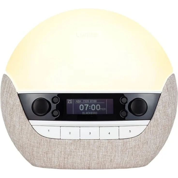 Lumie Bodyclock Luxe, Wecklampe mit FM-Radio, Bluetooth und 26 Weckgeräuschen, Sonnenaufgangs- und Sonnenuntergangsfunktion