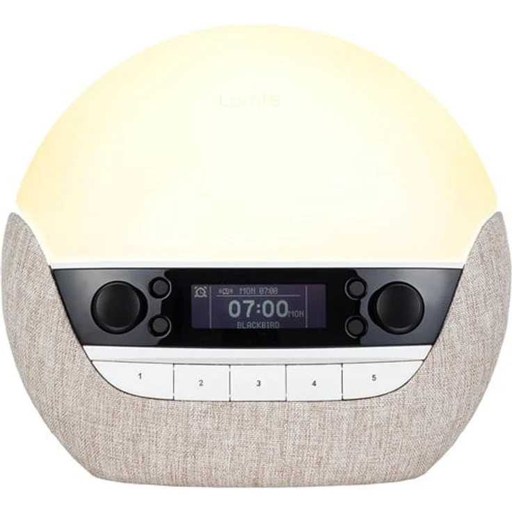 Lumie Bodyclock Luxe, Wecklampe mit FM-Radio, Bluetooth und 26 Weckgeräuschen, Sonnenaufgangs- und Sonnenuntergangsfunktion
