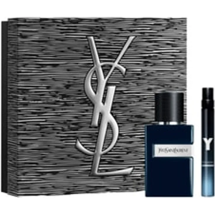 Yves Saint Laurent Y Le Parfum 60 ml Xmas Set, Herren-Duftset mit Fougère-Holz-Duft und 10 ml Mini-Größe in gebürsteter Silberbox