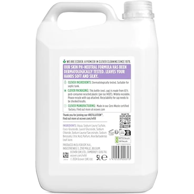 Ecover 285428 Handseife Lavendel 5 L 11 Sprachen VOC 03% für Alle Hauttypen geeignet – Bild 3