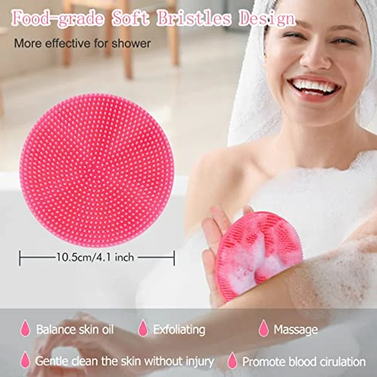 INNERNEED Körperschrubber, Duschbürste aus lebensmittelechtem Silikon, sanftes Peeling, hygienisch, rosa – Bild 3