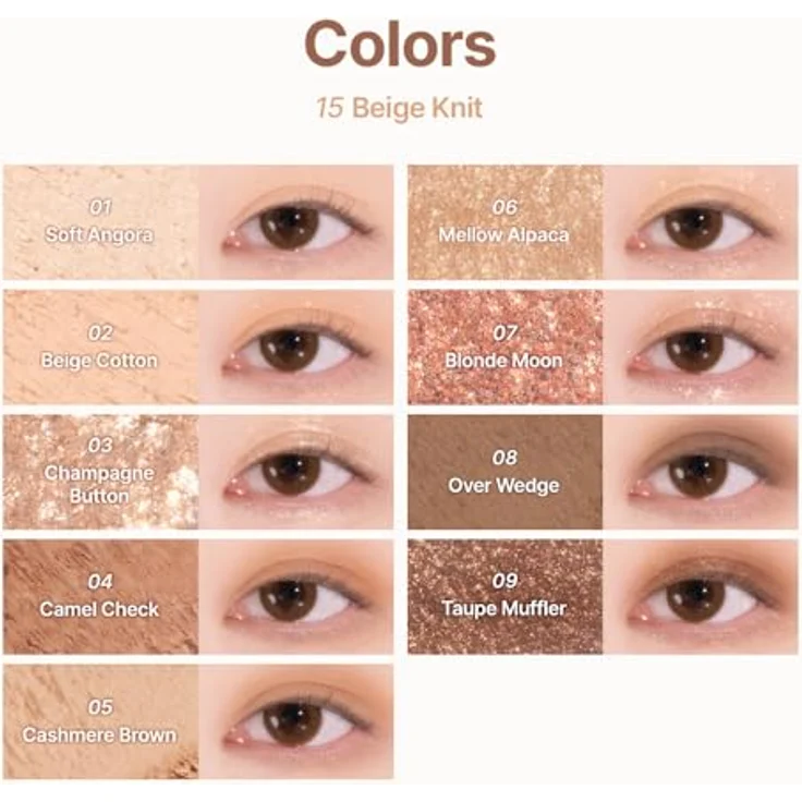 Dasique Eye Shadow Palette, Lidschattenpalette Farbton 15 Beige Knit, 7 g, hohe Pigmentierung, matt und glitzernd, langanhaltend – Bild 9