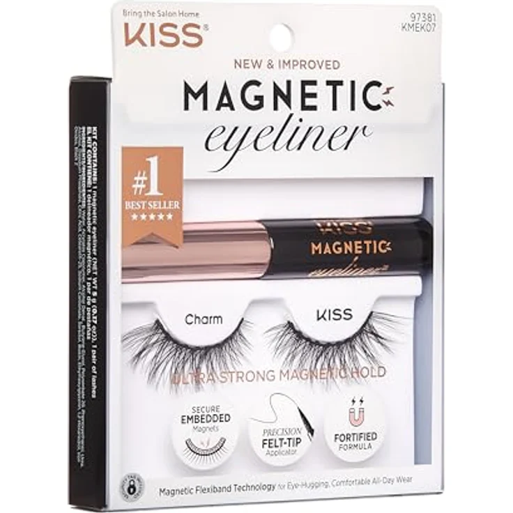 KISS Magnetic Lash Collection Eyeliner & Lash Set 1 Paar magnetische Wimpern und magnetischer Eyeliner, Charm, wiederverwendbare synthetische Wimpern mit 5 doppelt starken Magneten – Bild 4