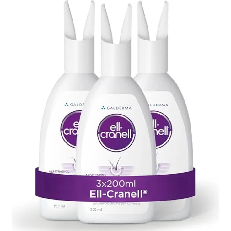 Ell-Cranell 3x200 ml Lösung gegen hormonell-erblich bedingten Haarausfall, für Männer und Frauen, zielgerichtete Wirkung gegen DHT, Vorteilspackung