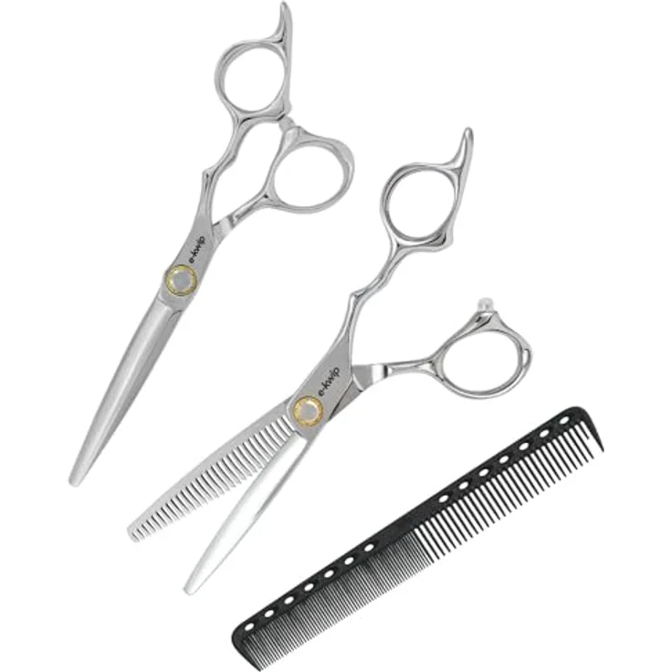 E-kwip Harmony Set, Haarschere aus Japanstahl mit ergonomischem Griff, 14.61 cm, schwarze Titanbeschichtung – Bild 1