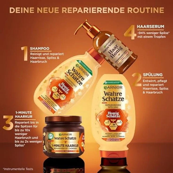 GARNIER Honig Schätze, Reparierende Spülung Conditioner mit Akazienhonig und Bienenwachs für strapaziertes Haar, 200 ml – Bild 3