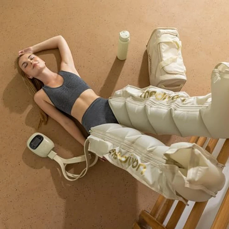 Medivon Lymphmassagegerät Lumina, kabelloses Beinmassagegerät mit 5 Luftkammern, 6 Massagemodi und 12 Intensitätsstufen für Waden und Oberschenkel – Bild 2