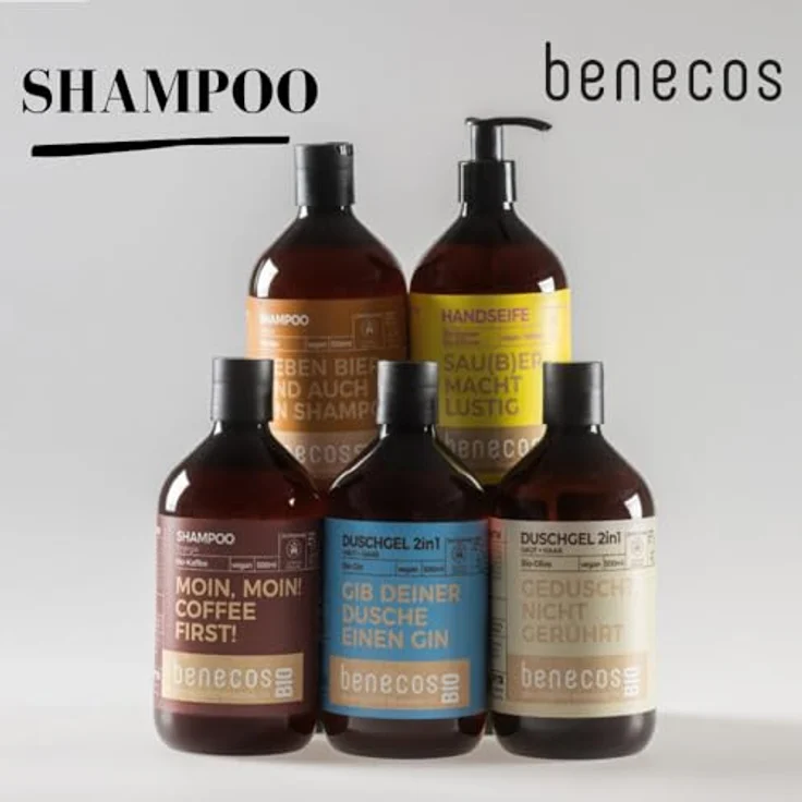 Benecos Kaffee Shampoo Coffein, 500ml, mit Bio-Kaffee & Brokkoliöl, für alle Haartypen, vitalisierend & sanft – Bild 2