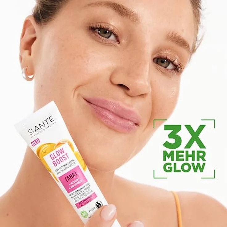 SANTE Naturkosmetik Glow Boost 3in1 Vitamin Creme, regenerierende Feuchtigkeitspflege für strahlende Haut, 30ml – Bild 5