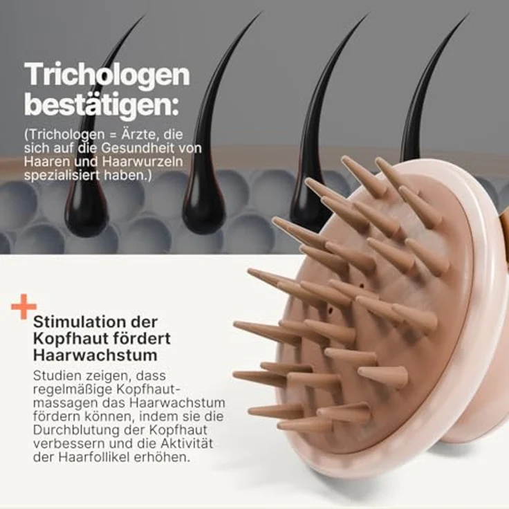 IMPERIO Shampoo-Massagebürste für Tiefenreinigung und Haarwachstum, mit Silikonborsten – Bild 3