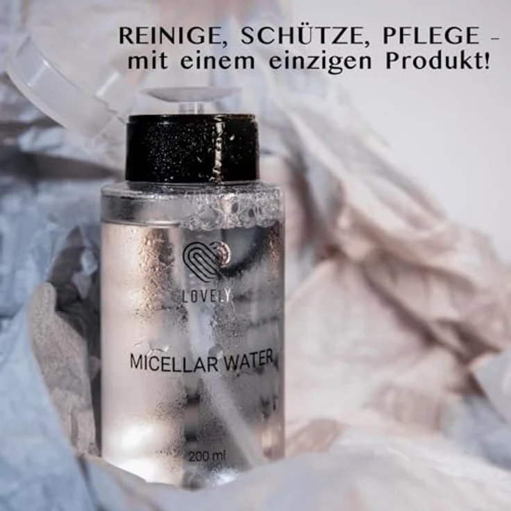 Lovely Mizellenwasser 200 ml, Gesichtsreinigung für Wimpernverlängerung, hypoallergen, mit praktischem Pump-Spender – Bild 4
