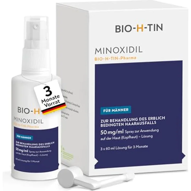 BIO-H-TIN MINOXIDIL Männer Spray: Stoppt erblich bedingten Haarausfall, 50 MG/ML, 3 X 60ml
