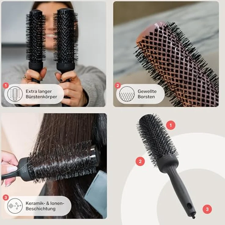 OLIVIA GARDEN Rundbürste EXPERT BLOWOUT SPEED Wavy Bristles Black Label, extralanger Bürstenkörper für 25 % schnelleres Trocknen – Bild 5