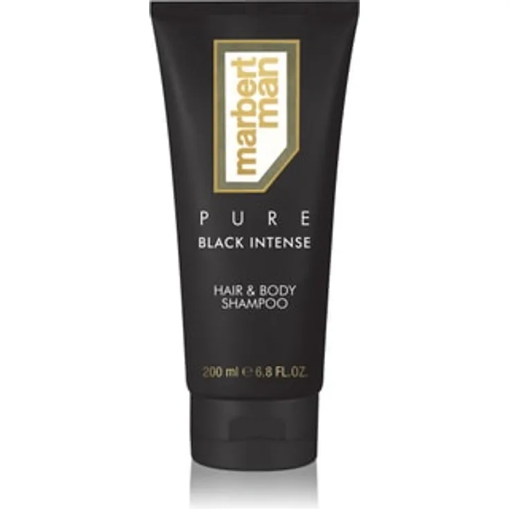 Marbert Man Pure Black Intense Hair & Body Shampoo Duschgel, 200ml, tiefenwirksame Reinigung und Pflege für Männerhaut