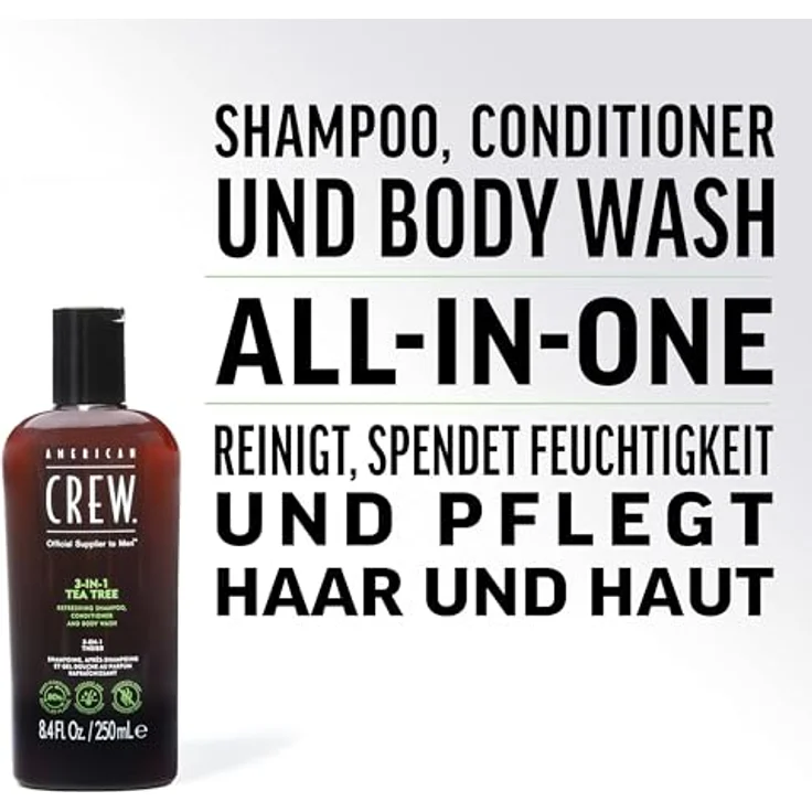 American Crew 3-IN-1 Tea Tree Shampoo, Conditioner und Duschgel 3in1 1000 ml – Bild 3