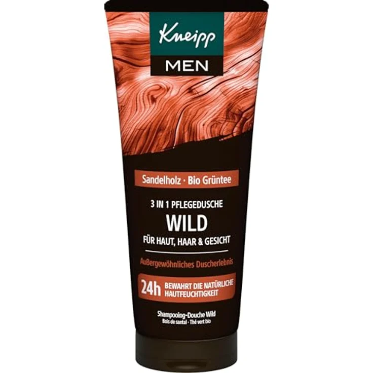 Kneipp Men 3 in 1 Wild, Duschgel für Haut, Haar & Gesicht mit Sandelholz und Bio Grüntee, vegan, 250 ml – Bild 1