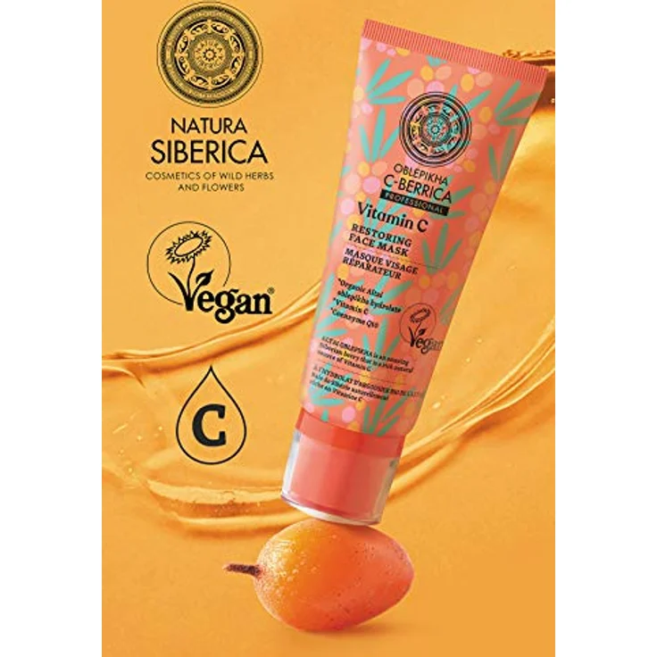 Natura Siberica OBLEPIKHA CBERRICA, Restoring Face Mask 100 ml mit Bio Altai Oblepikha-Öl und Coenzym Q10, vegan zertifiziert – Bild 2