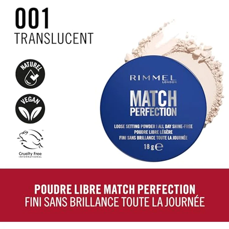 Rimmel Match Perfection Mineralpuder 18 g, langanhaltendes Fixierpuder mit mattem Finish und Weichzeichnungseffekt – Bild 3