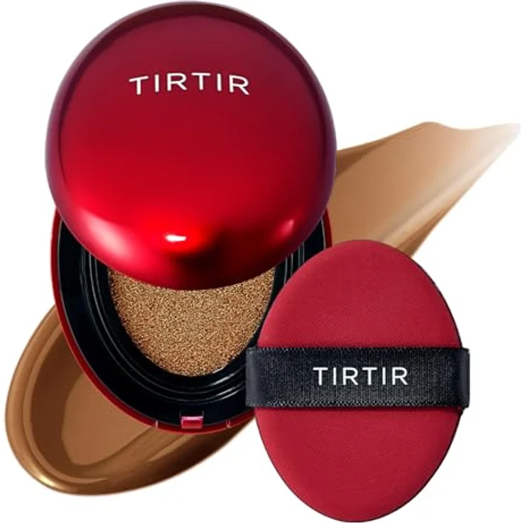TIRTIR Mask Fit Red Cushion Foundation, Volle Deckkraft, Leicht & Hautnah, Satin Glow Finish, Tattoo-Abdeckung, 45N Saddle Brown (0,15 Fl Oz) – Bild 1