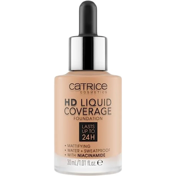 Catrice HD Liquid Coverage Foundation, Nr. 044, Nude, langanhaltend, mattierend, vegan, ölfrei, wasserfest, 30ml – Bild 2