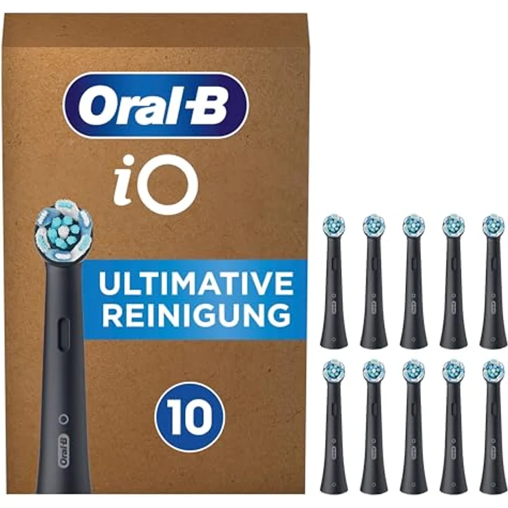 Oral-B iO Ultimative Reinigung Aufsteckbürsten, 10 Stück, Zahnbürstenaufsatz für elektrische Zahnbürsten, schwarz, klinisch bestätigt zur Plaque-Entfernung – Bild 1