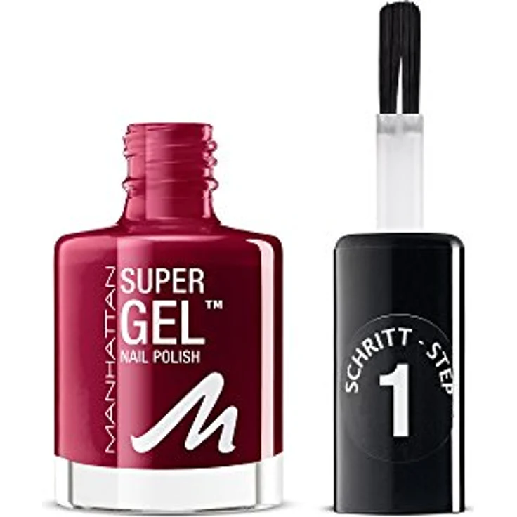 Manhattan Super Gel Nagellack – Gel Maniküre Effekt ganz ohne UV Licht – Dunkelroter Nail Polish mit bis zu 14 Tagen Halt – Farbe Seductive Red 685 – 1 x 12ml – Bild 1
