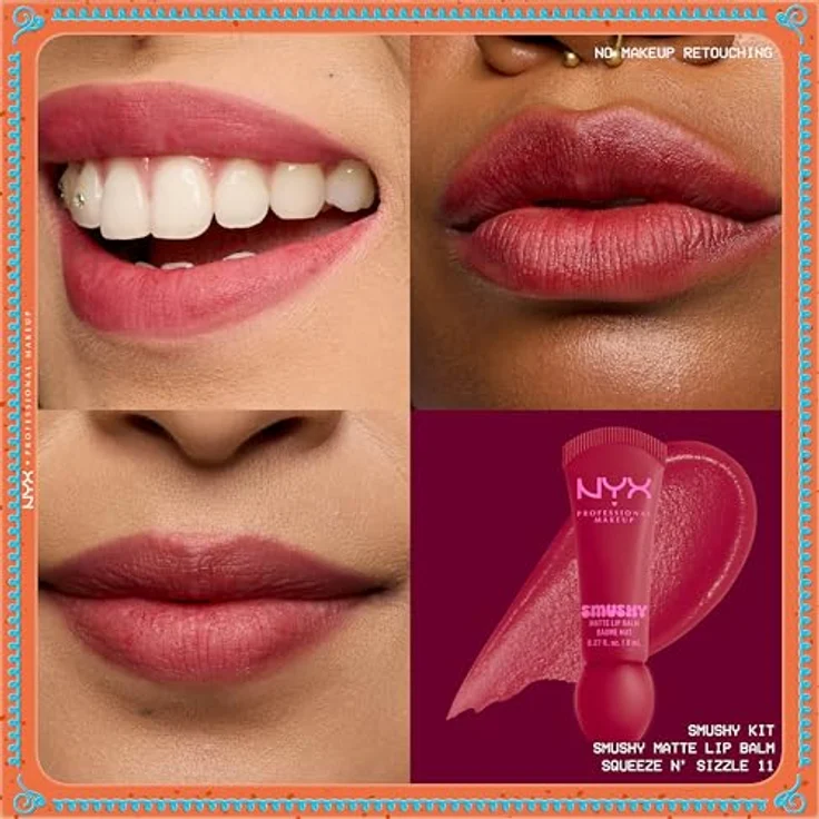 NYX Professional Makeup Gingerbaddie Land Smushy Geschenkset, 3x 8 ml Lippenbalsame mit Matt-Effekt, perfekt verpackt für Frauen – Bild 8