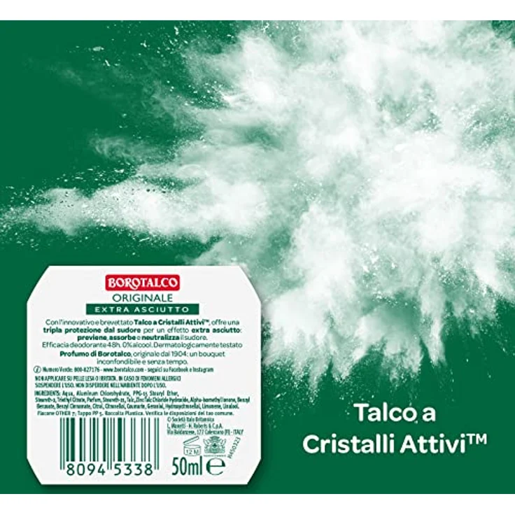 Borotalco, Original Roll-On Deodorant mit Mikropuder, schweißabsorbierend, ohne Alkohol, weiche und feuchtigkeitsspendende Haut, Borotalkus-Duft, Deodorant für Damen und Herren - 6 Flaschen à 50 ml – Bild 2