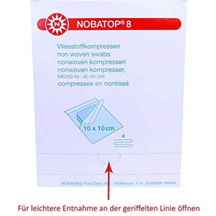 Noba Nobatop 8 sterile Vliesstoffkompressen 4 - fach 50 x 2 Stück 10 x 10 cm – Bild 4