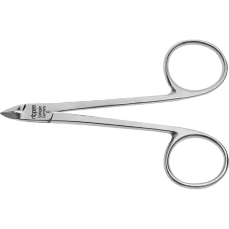 Nippes Solingen Hautzange 8 cm, Vernickelter Stahl, extra fein, Made in Germany, Silber