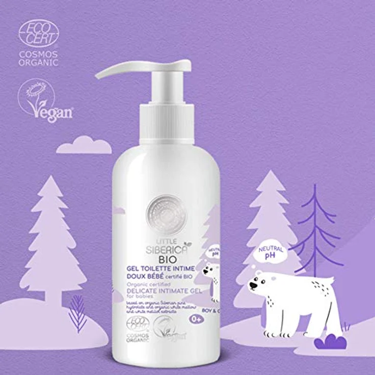 Natura Siberica Little Siberica BIO, sanftes Intimhygienegel für Kinder ab der Geburt, 250 ml, vegan und aus 95% natürlichen Inhaltsstoffen – Bild 2