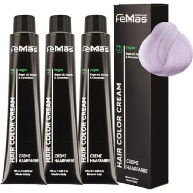FemMas Haarfarbe 3x Fantasy Soft Lavendel, Creme Haarfarbe mit Arganöl, Keratin & Ceramiden, dauerhafte Haarfärbung für strahlende Farbergebnisse, 100 ml – Bild 1