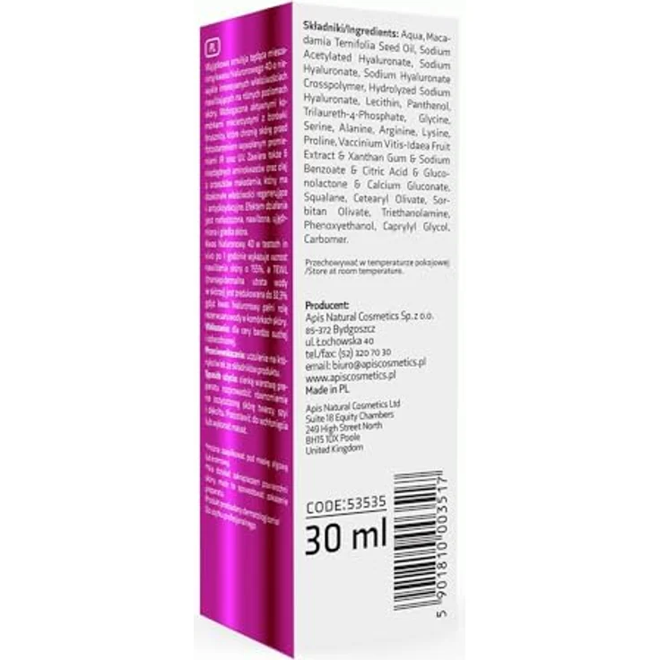 Apis Natural Cosmetics Hyaluron 4D + Lingostem Feuchtigkeitsemulsion, Gesichtsserum mit intensiver Feuchtigkeitsversorgung, 30 ml – Bild 2