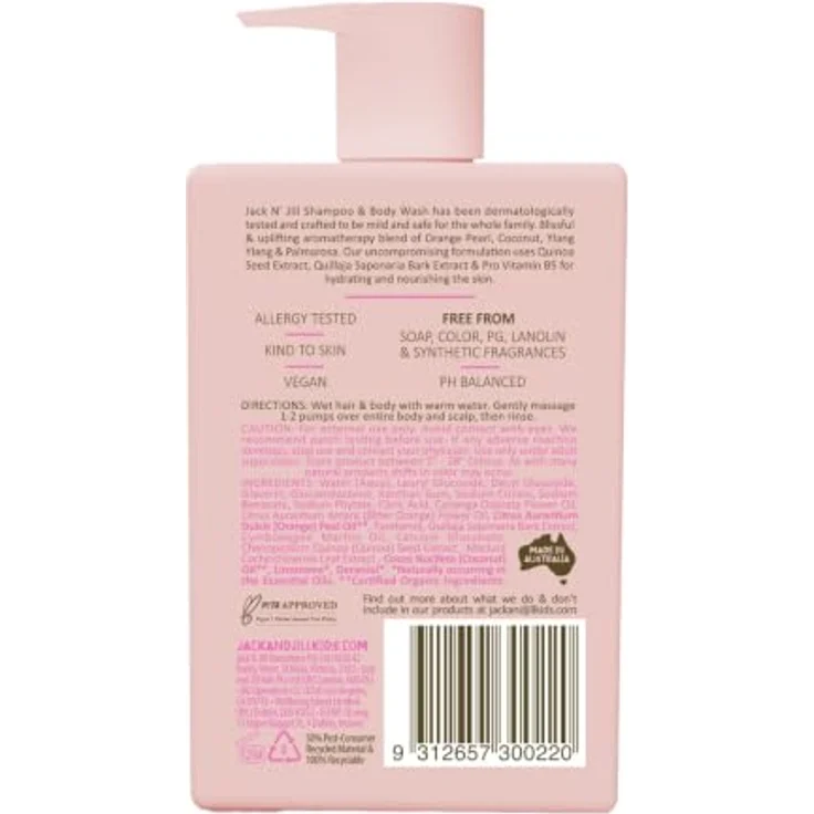Jack N’ Jill Natural Bathtime Shampoo & Body Wash, 300 ml, sanfte Pflege für Kinderhaut, vegan und sulfatfrei – Bild 2