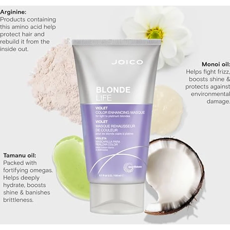 Joico BLONDE LIFE Color Enhancing Masque Violet, Haarmaske mit Hitzeschutz bis 232 °C und Anti-Haarbruch-Formel, 150 ml – Bild 5