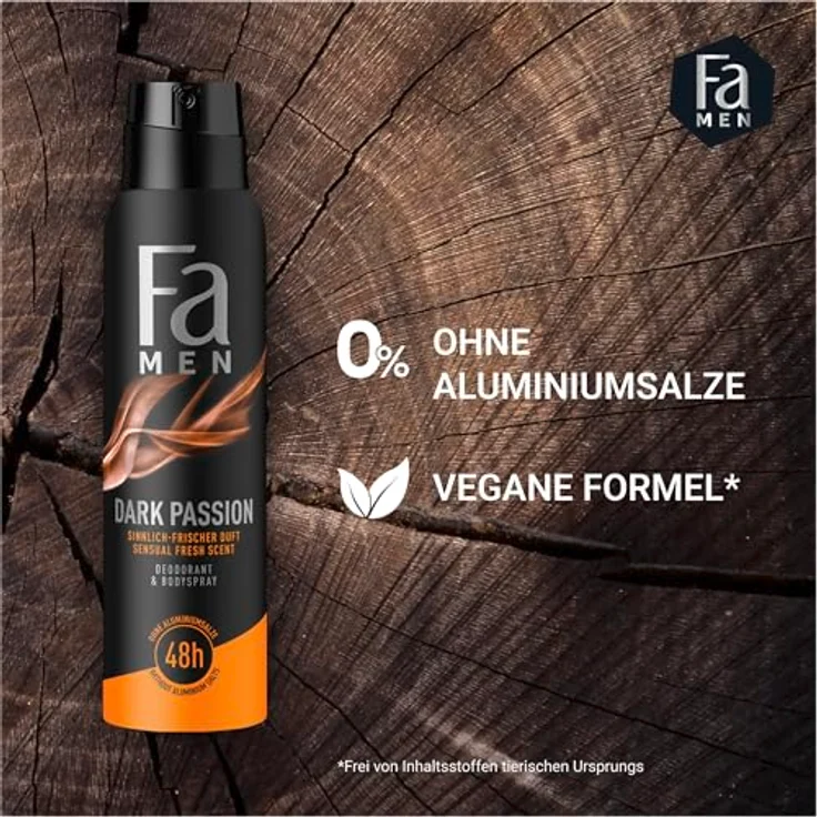 Fa Dark Passion Deo Spray, 150 ml, Anti-Transpirant mit 48h Schutz, vegan, hautfreundlich – Bild 3