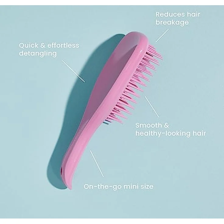 Tangle Teezer Mini, ultimative Detangler Haarbürste, sanft zu nassem Haar, Borsten auf 2 Ebenen und komfortabler Griff, ideal für Kinder und Reisen, reduziert Knoten und Haarbruch, Farbe: Pink Punch – Bild 4