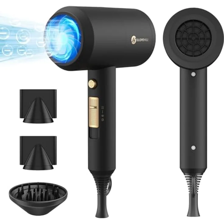 slopehill Ionen Haartrockner, 1800W AC Motor Föhn für schnelles Trocknen, schwarz – Bild 1