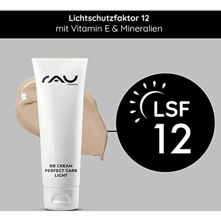 RAU Cosmetics Silikonölfreie BB Cream Light SPF12 für trockene, unreine, normale Haut 75 ml - Make-Up Creme, Pflege, UV-Schutz - Getönte Tagescreme mit Zink & Panthenol - Light, Gesichtscreme – Bild 4