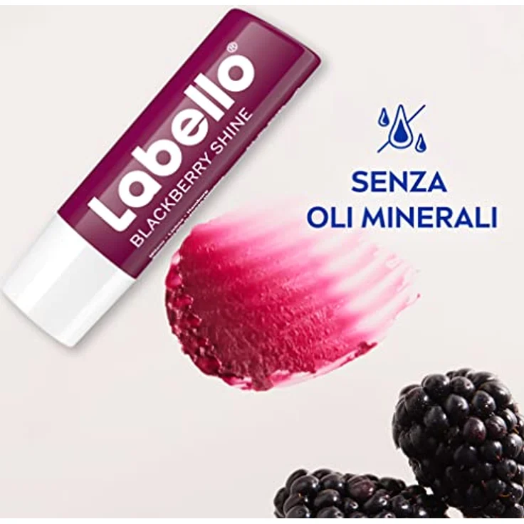 Labello Blackberry Shine Lippenbalsam 4,8 g, feuchtigkeitsspendender Lippenbalsam mit Brombeeraroma und natürlichen Inhaltsstoffen, schimmernde Farbpigmente – Bild 5