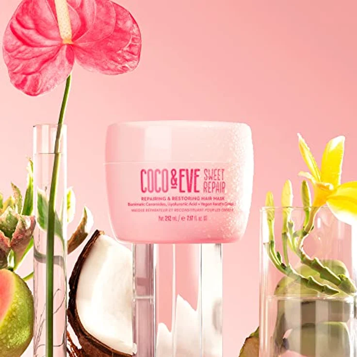 Coco & Eve Sweet Repair Haarmaske. Mischung aus biomimetischen Ceramiden, Hyaluronsäure, veganem Keratin. Repariere trockenes, geschädigtes Haar, erhöhe die Feuchtigkeitszufuhr und den Glanz (212 ml) – Bild 5