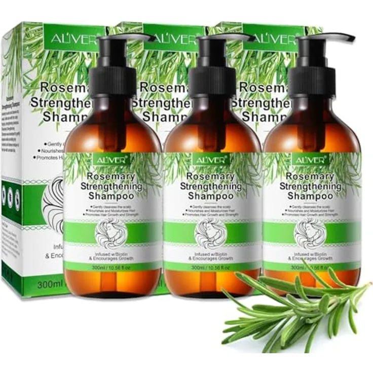 P-Beauty Rosmarin Shampoo für Haarwachstum 3x300ml, Pflegeshampoo gegen Haarausfall, Stärkungsshampoo mit natürlichen Inhaltsstoffen, für alle Haartypen