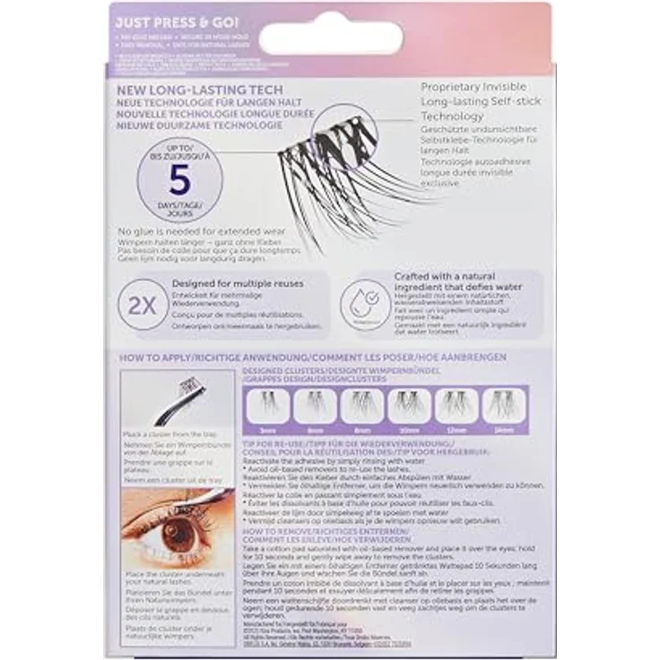 KISS imPRESS LongLasting, selbstklebende Wimpern (Büschel) 01, 20 St., natürlich wirkend und leicht – Bild 4