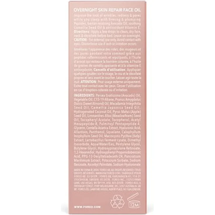 FOREO SUPERCHARGED Overnight Skin Repair Gesichtsöl - Anti-Aging Vitamin-E-Öl-Serum mit japanischem Kameliensamen & Avocadoöl - Alle Hauttypen - Vegan & tierversuchsfrei - 30ml – Bild 2